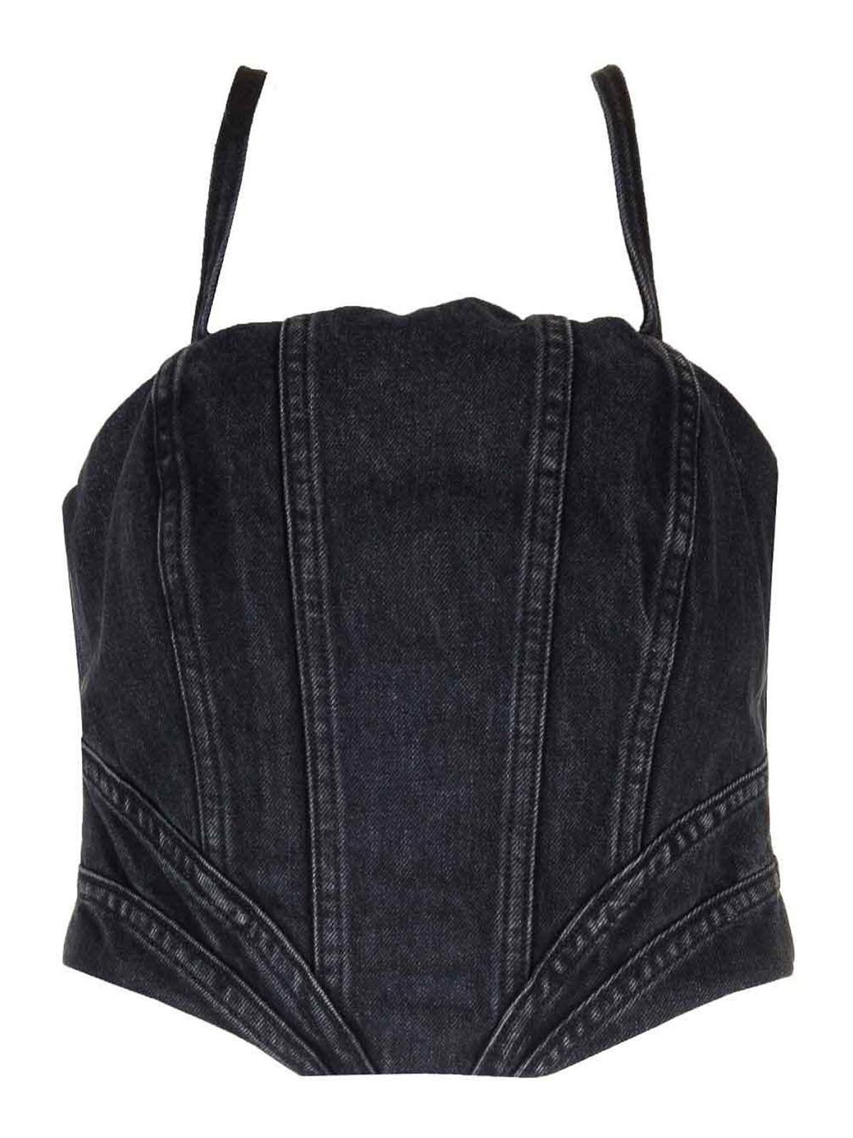 Faded Black Denim Corset