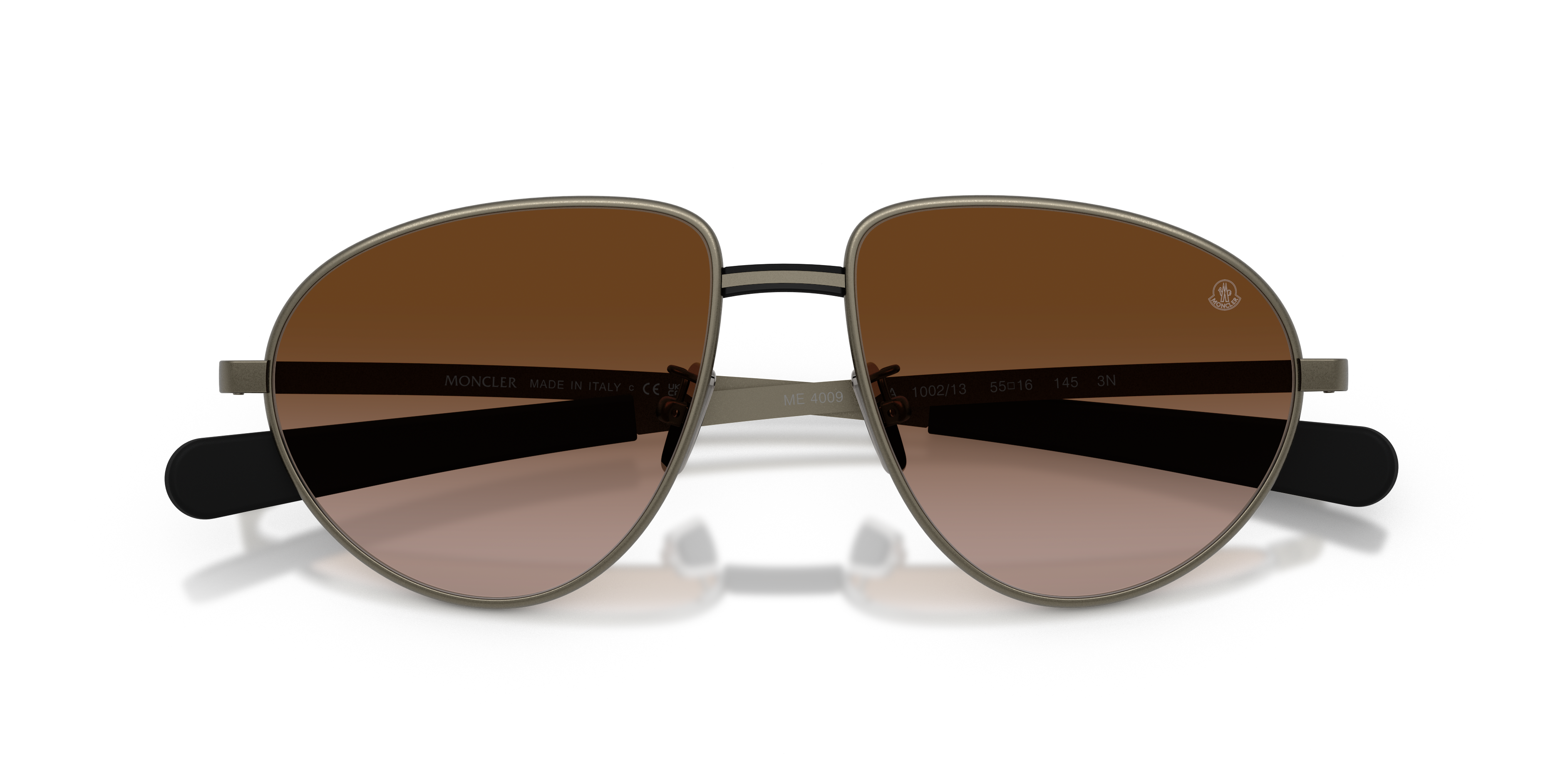 Moncler Unisex Moncler ME4009 VIZLA 100213 Sunglasses Metal Grey Brown Pilot Normal Nuanced