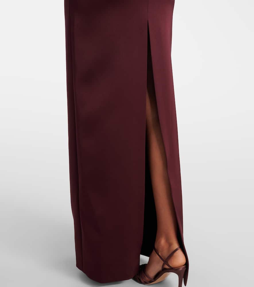 Asymmetric satin gown