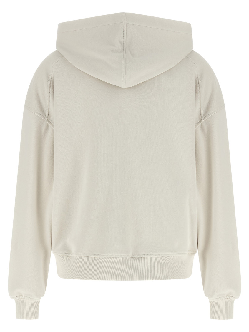 Off White Solid Hood Sweatshirt