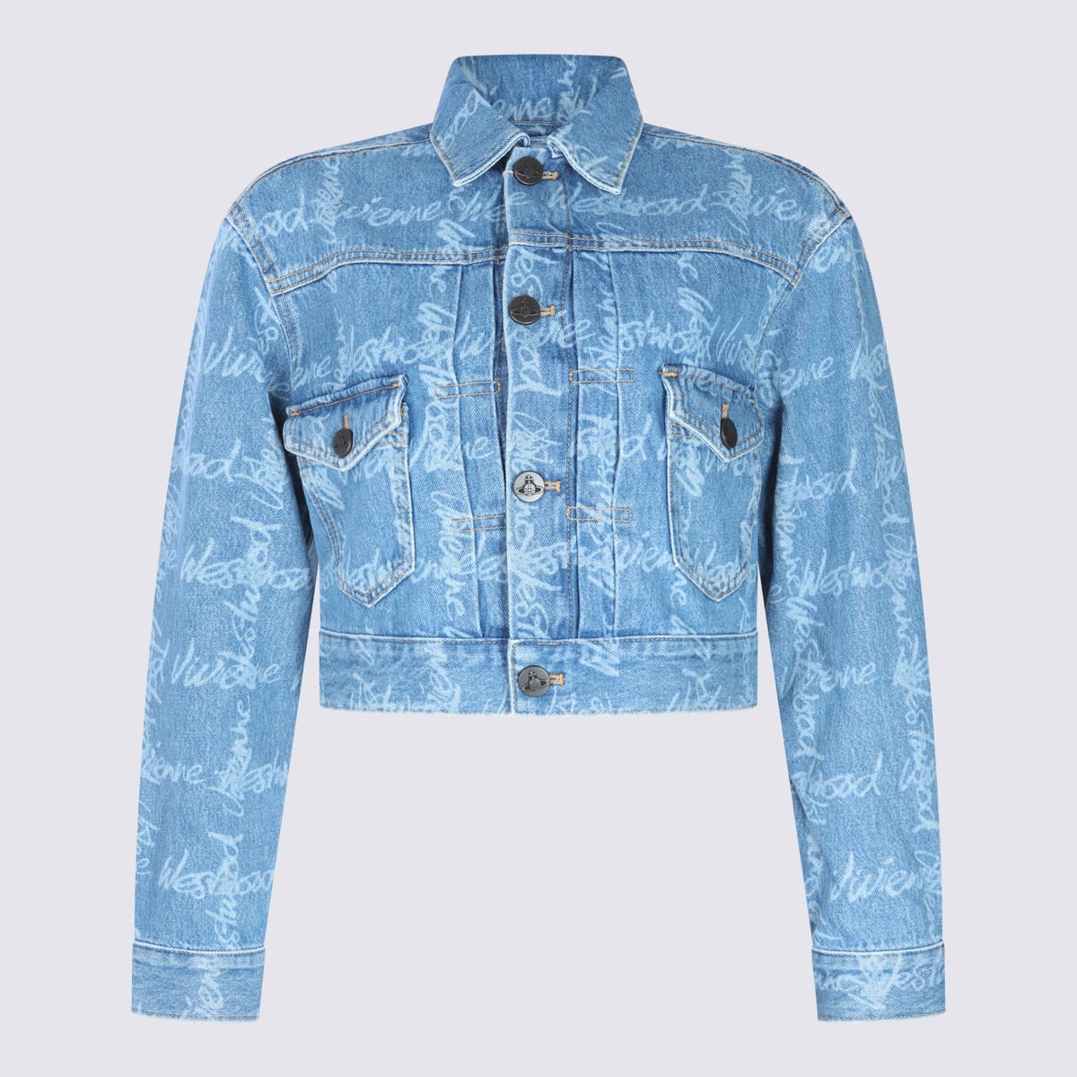 Blue Cotton Casual Jacket
