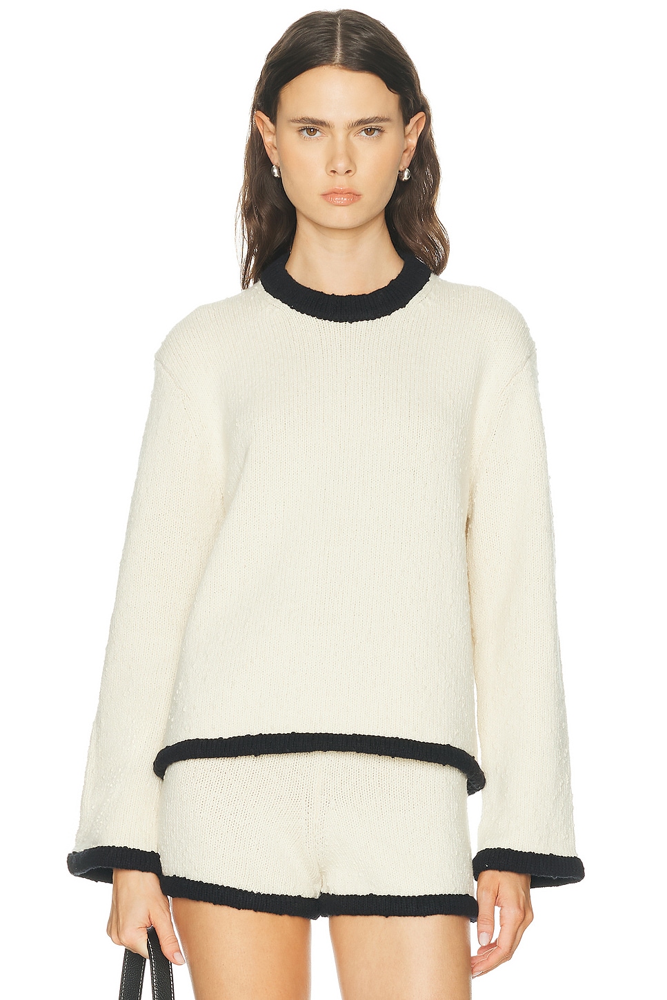 By Malene Birger Siena Sweater in Black & White Color Block - Cream. XS also in S