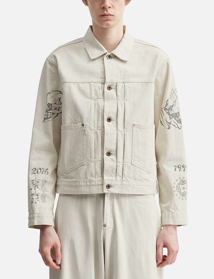 Tattoo Flash Print Pocket Denim Jacket