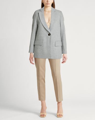 Easy Woman Blazer Light grey Size 2 Wool, Polyester, Viscose, Polyamide, Elastane