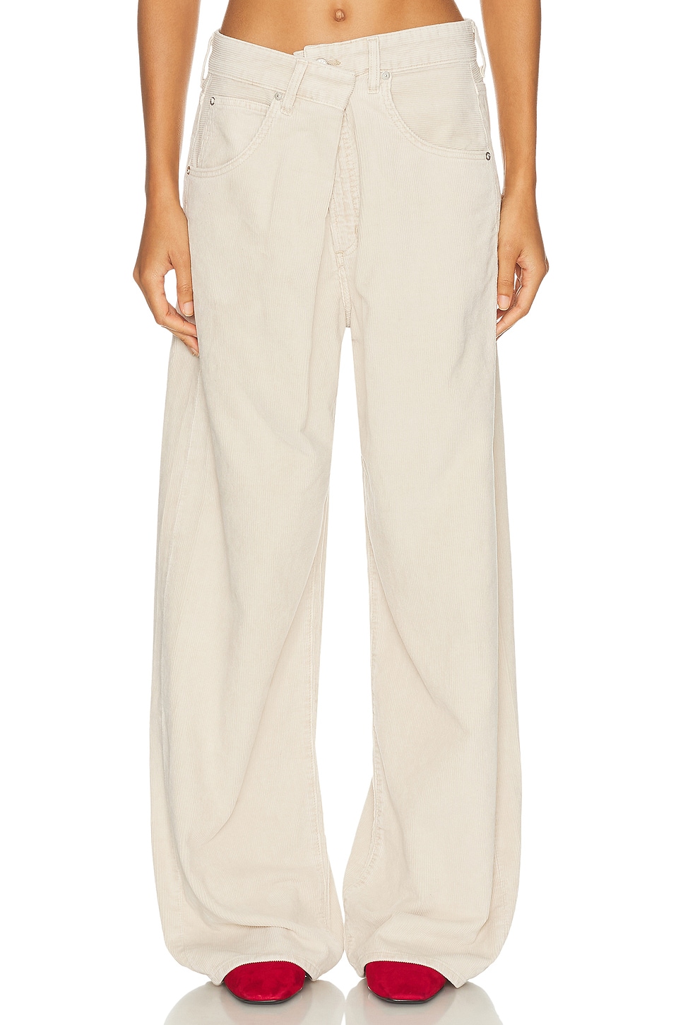 AGOLDE Vana Fold Wide Leg Jeans in Rice Grass - Cream. 31 also