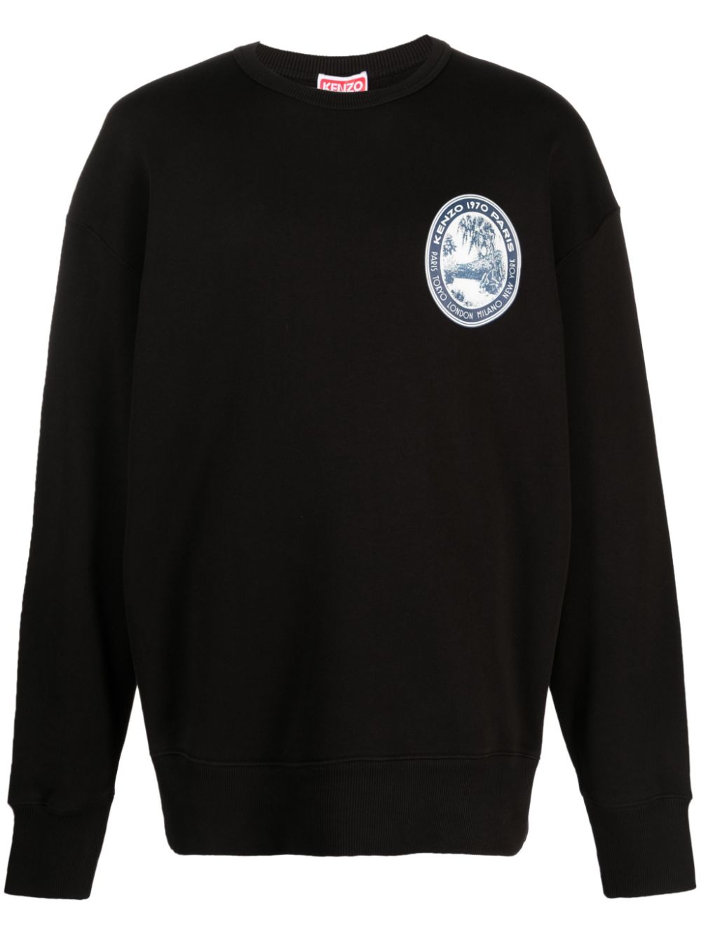 Logo-patch cotton sweatshirt - Black
