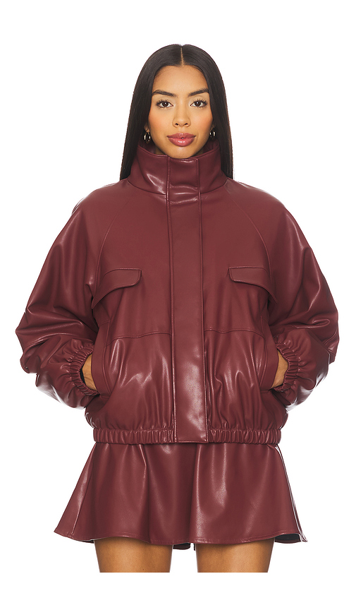 Lovers and Friends Jordan Faux Leather Jacket in Burgundy. XS. Also in L, M, S