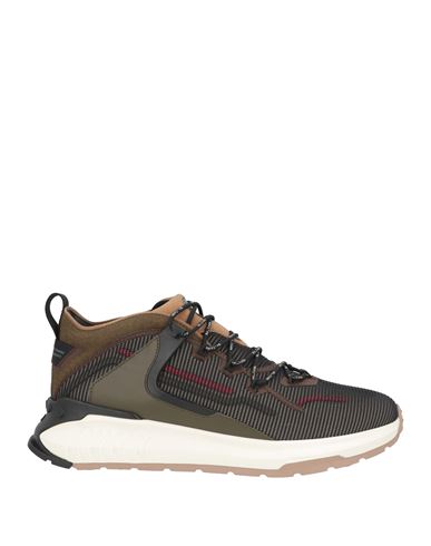 Tod's No_code Man Sneakers Military green Size 7.5 Leather, Textile fibers