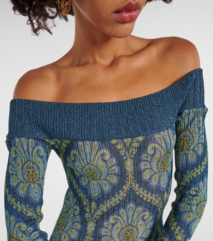 Printed off-shoulder midi dress