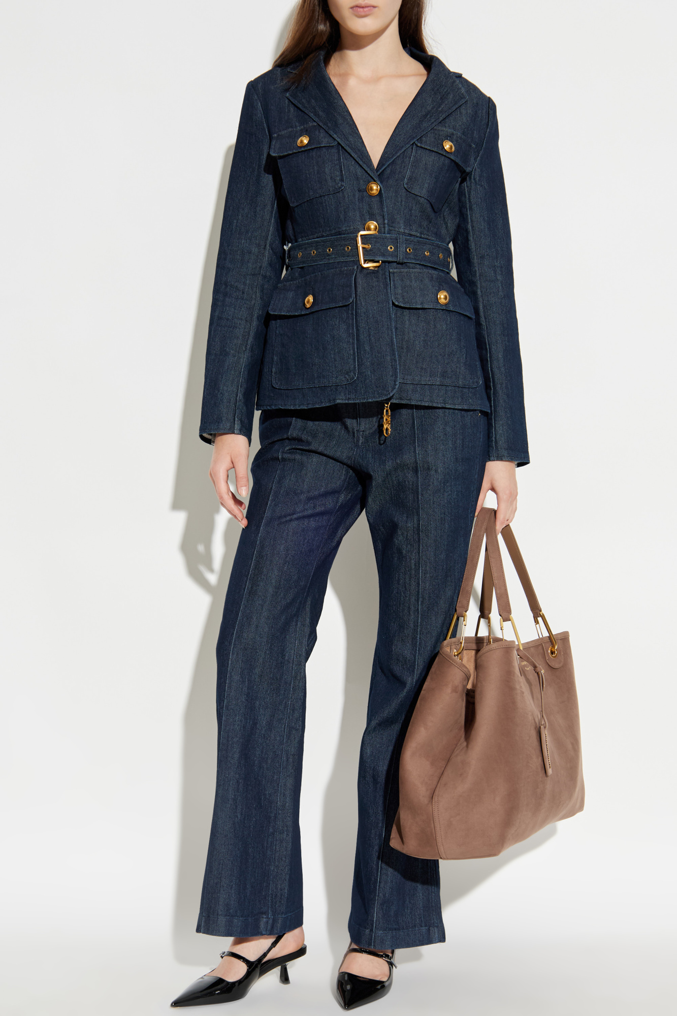 Flared Leg Jeans, Women's, Navy Blue