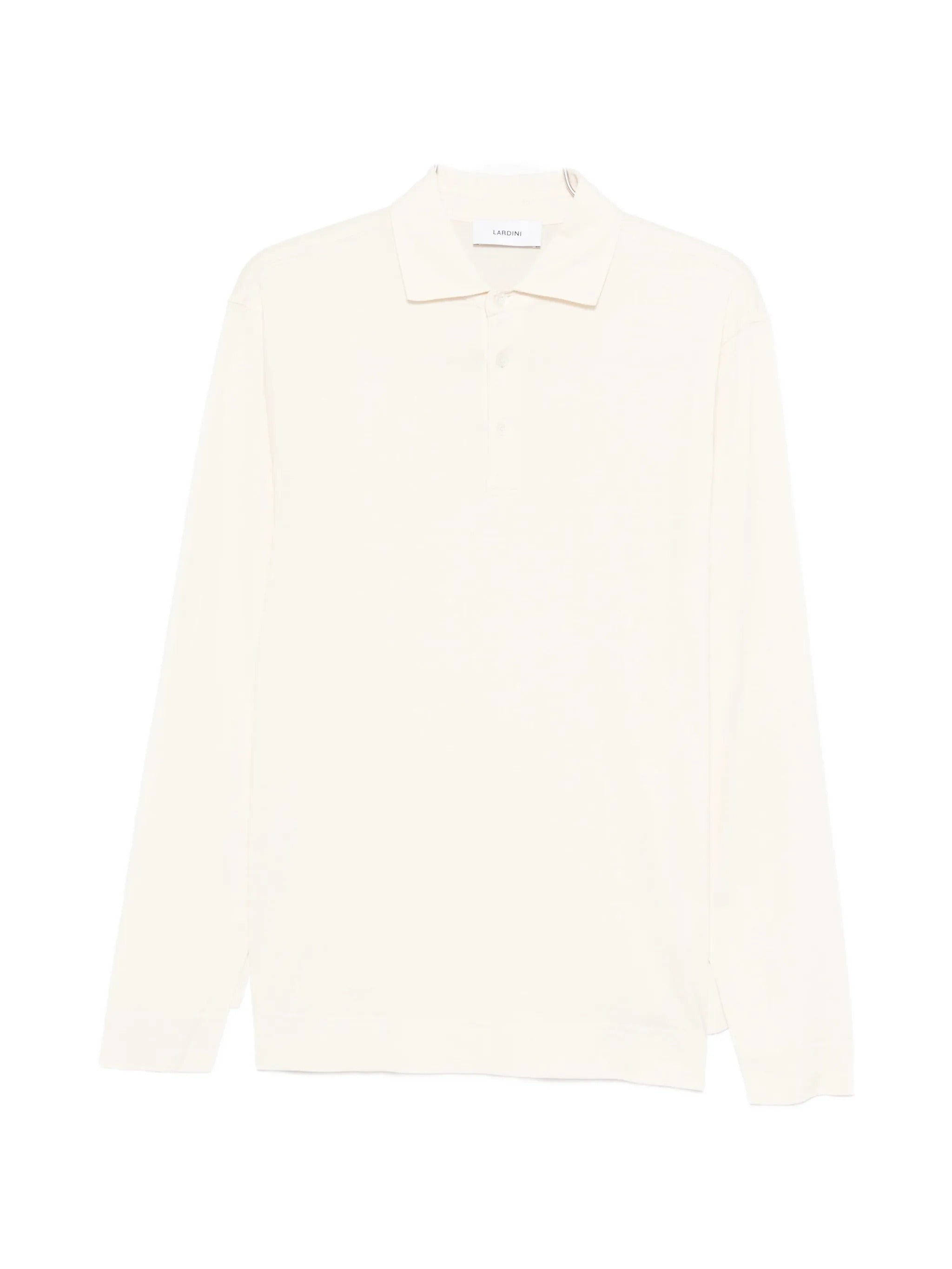 Long-Sleeve Cotton-Silk Polo Shirt with Button Front