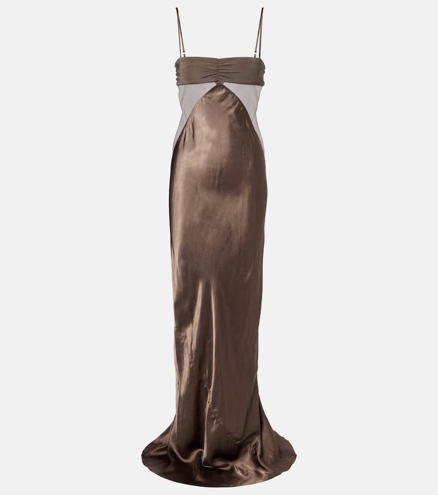 Combo silk-trimmed satin gown
