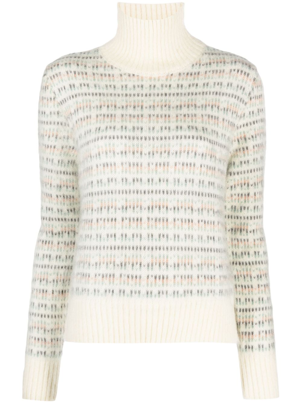 Patterned intarsia-knit high-neck jumper - Neutrals