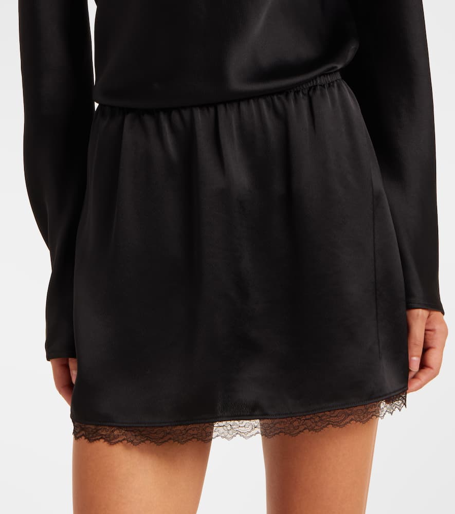 Barb lace-trimmed satin miniskirt