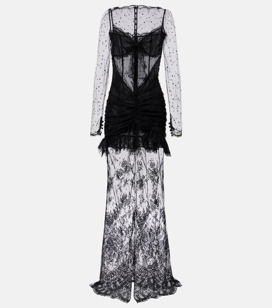 Sheer cotton-blend lace gown