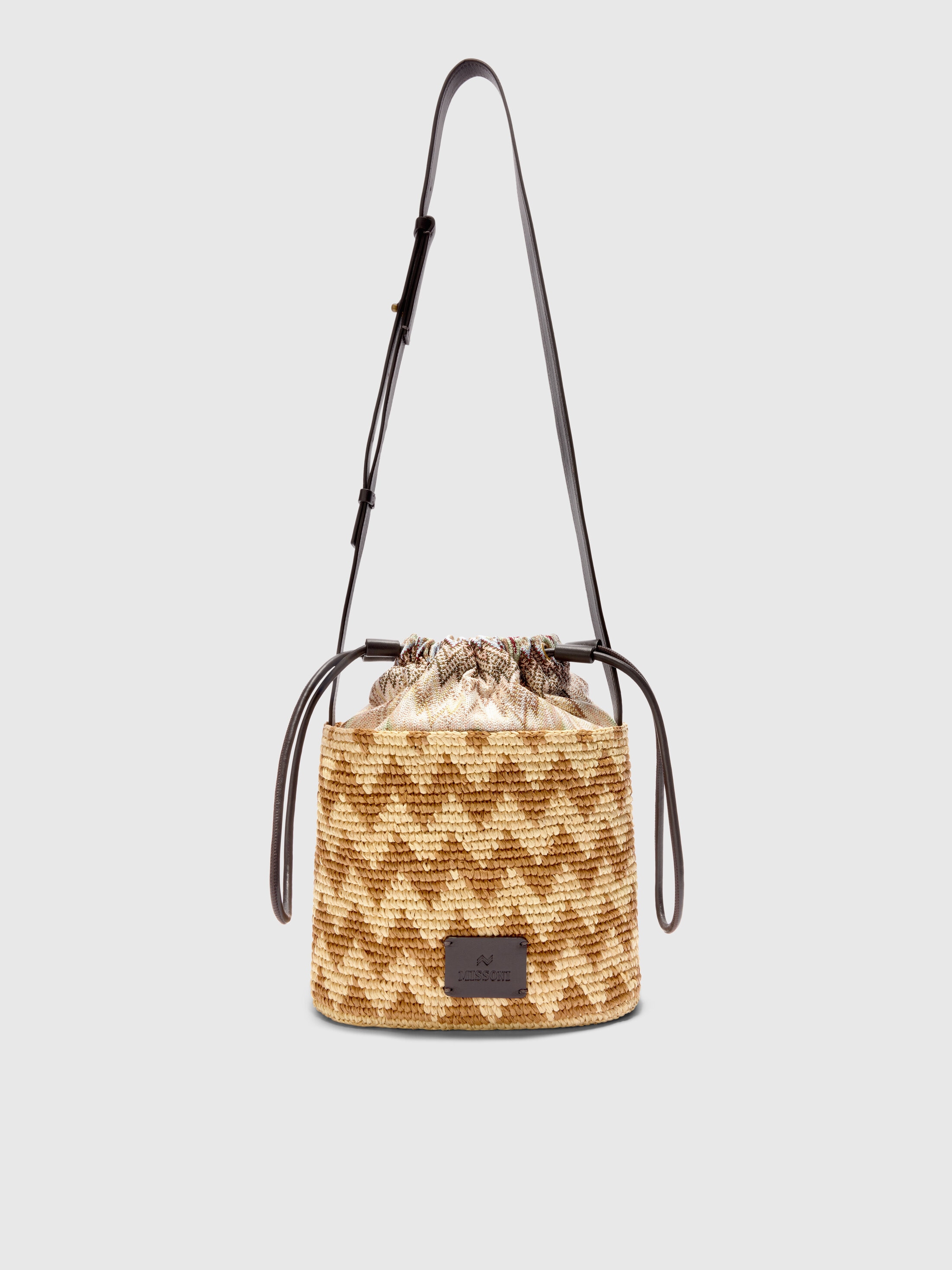 Missoni - Sac seau en cuir, raphia et viscose, Femme, Multicolore, : UNIC
