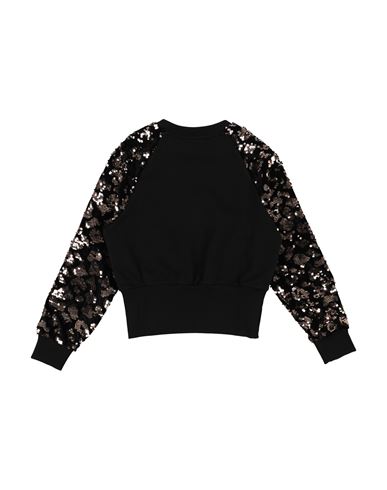 Kid Girl Sweatshirt Black Size 12 Cotton, Polyester, Polyurethane, Elastane, Metallic Polyester