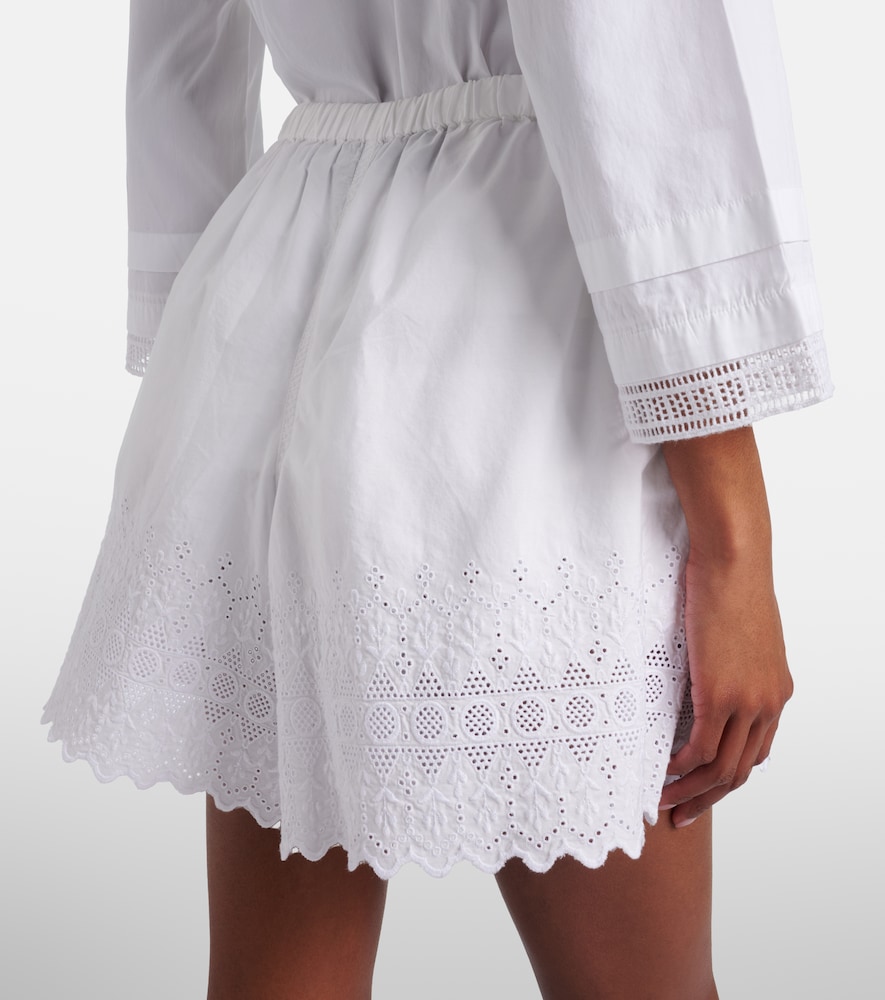 Broderie anglaise cotton poplin shorts