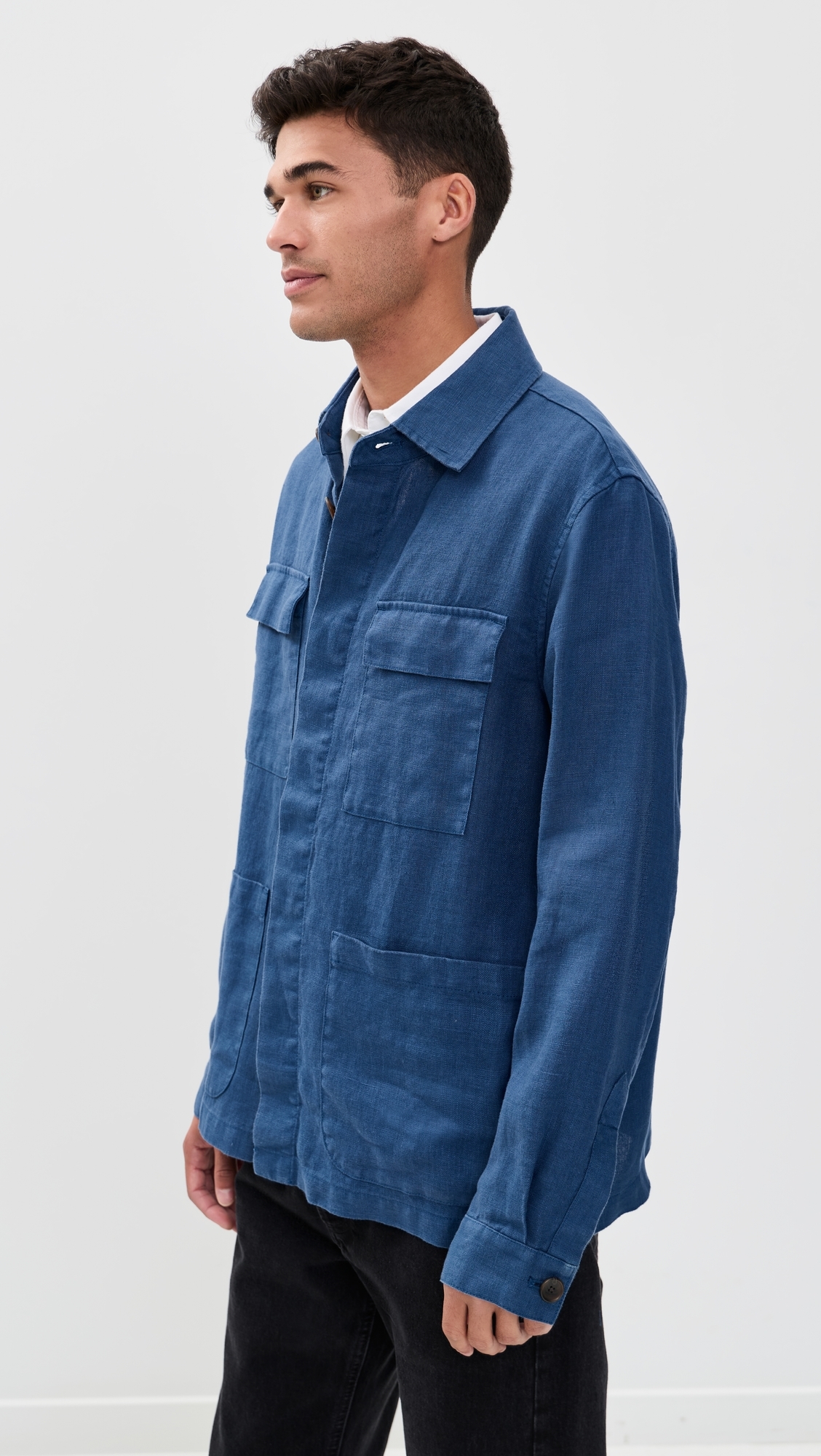 Jared Work Jacket In Linen French Navy