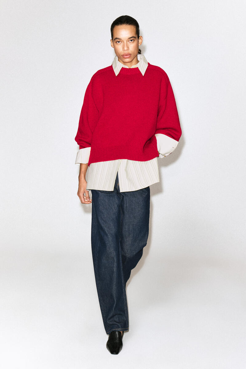 Rounded Wool Crew-Neck Sweater