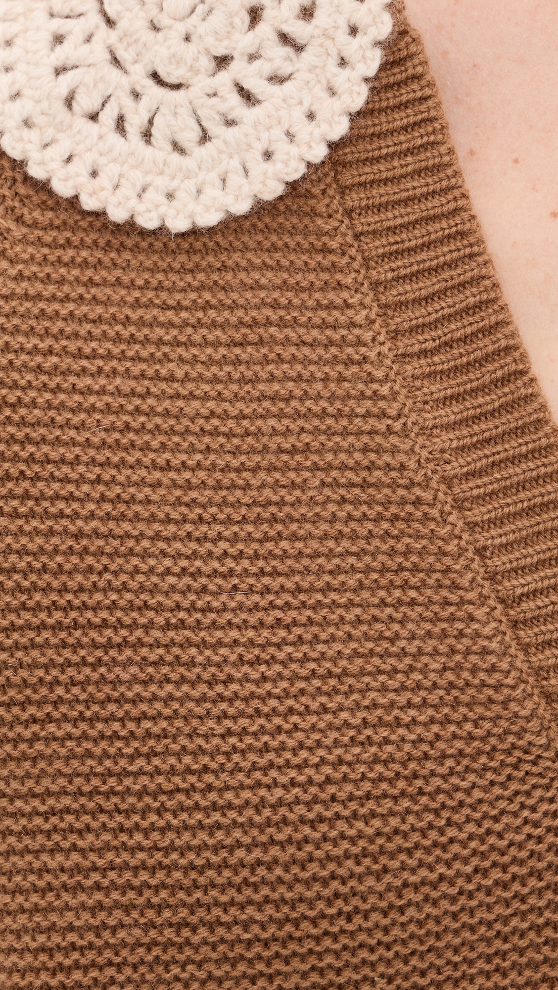 Crochet Collar Sweater Camel