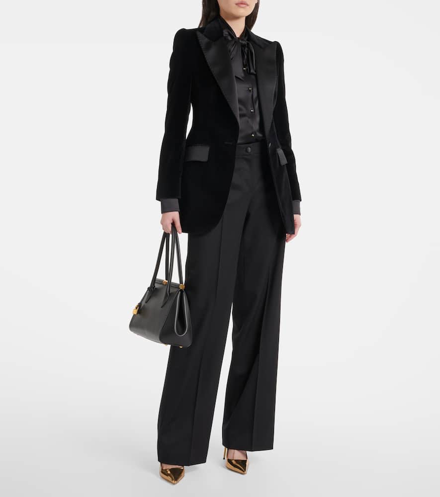 Tie-neck silk-blend satin blouse
