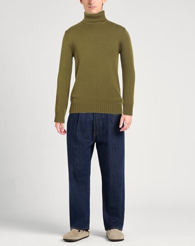 Man Turtleneck Military green Size 42 Merino Wool