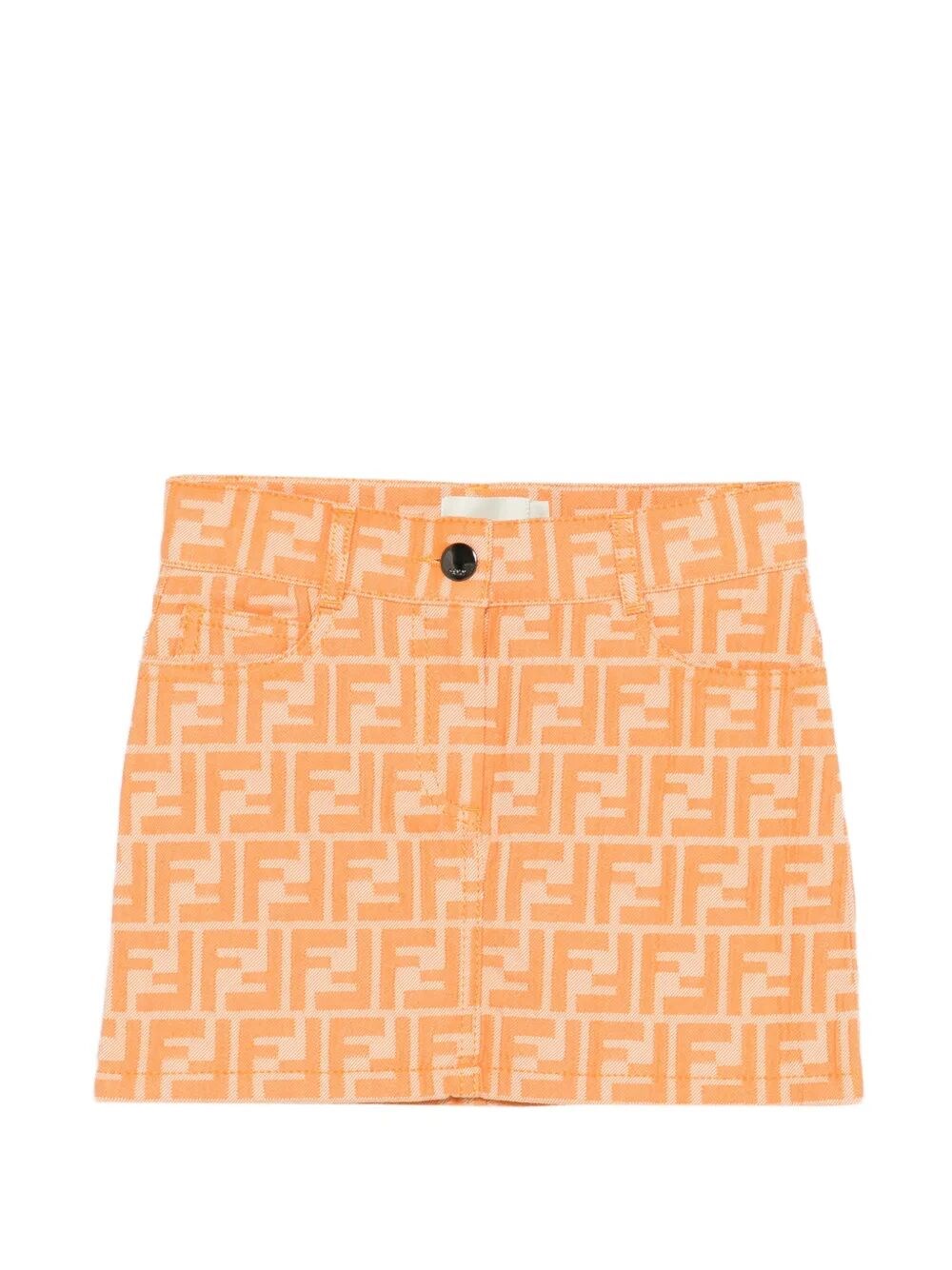 All Over Ff-Motif Denim Miniskirt