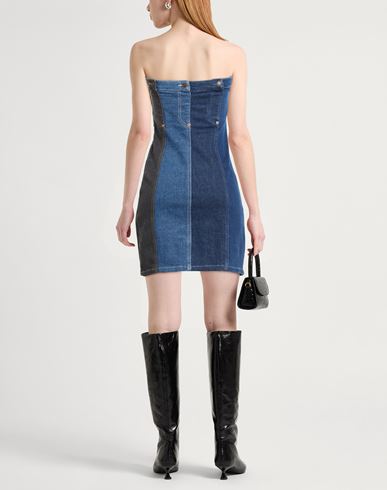 Woman Mini dress Blue Size L Cotton, Elastane