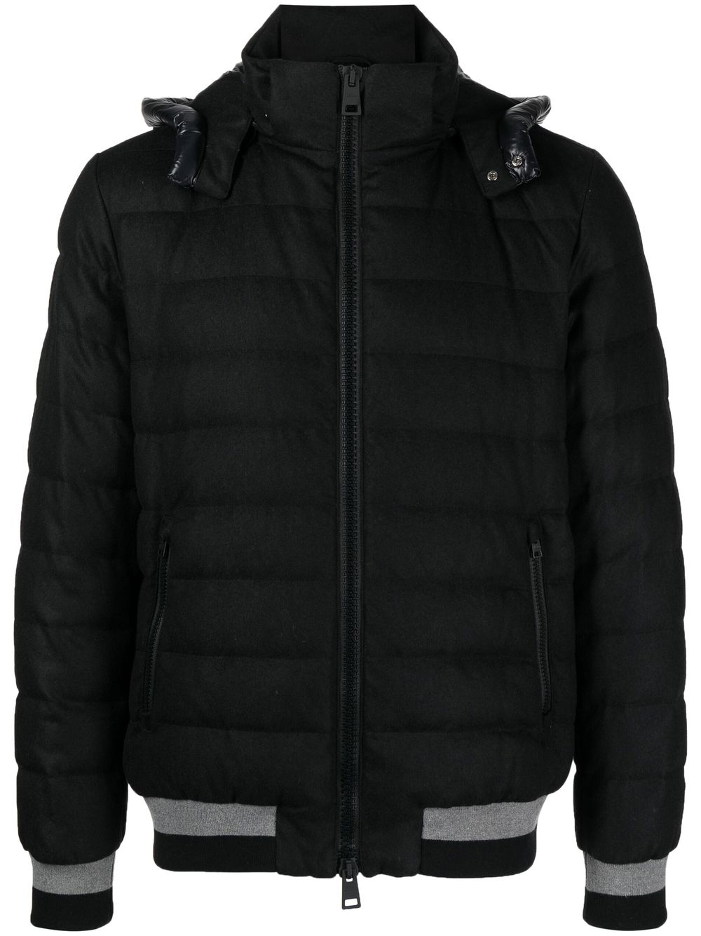 Quilted-finish padded jacket - Black