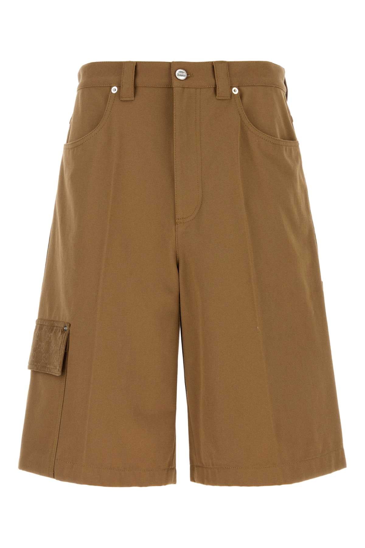 Cotton Bermuda Shorts — Camel