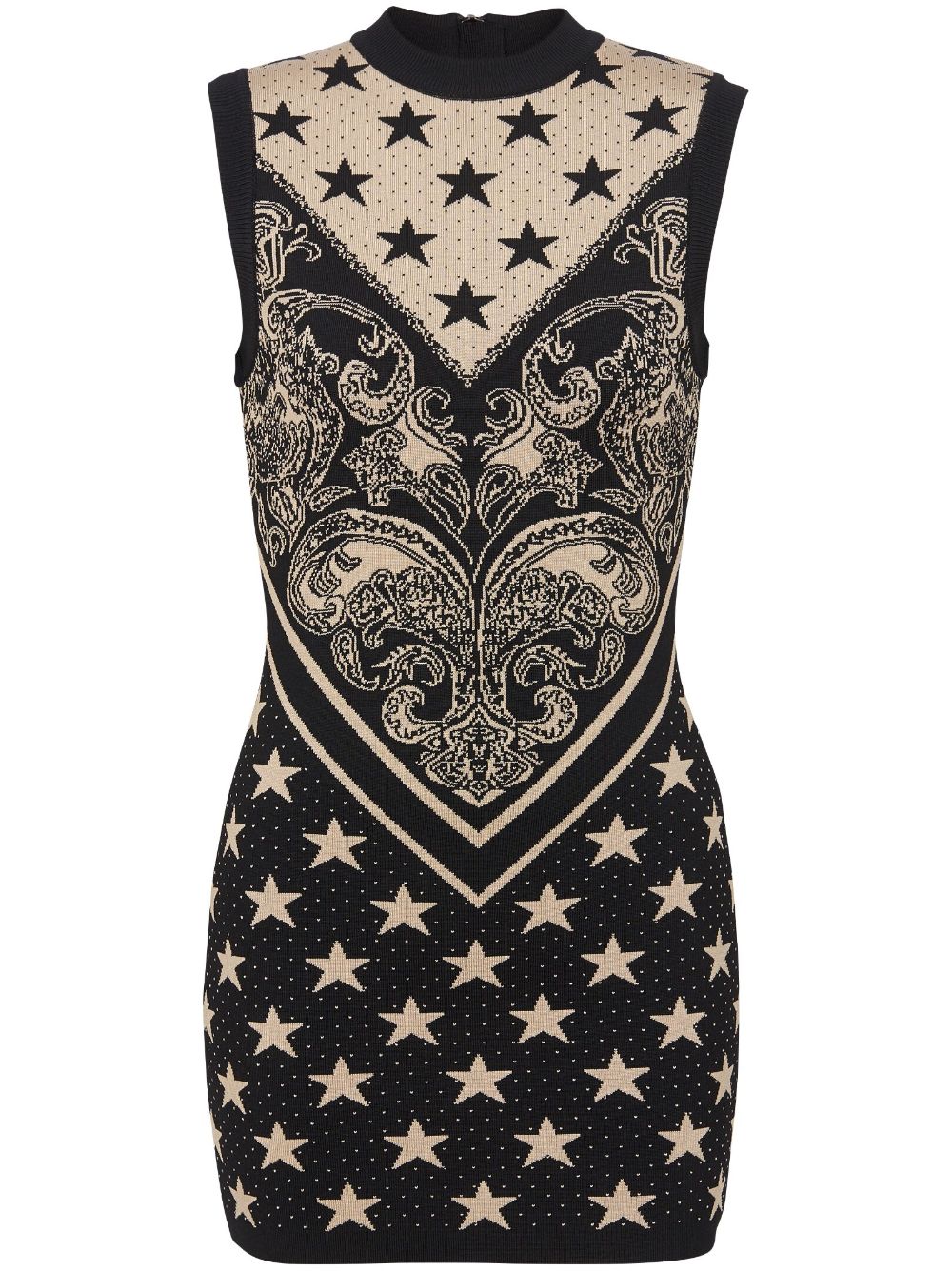 Star-motif intarsia knitted minidress - Black