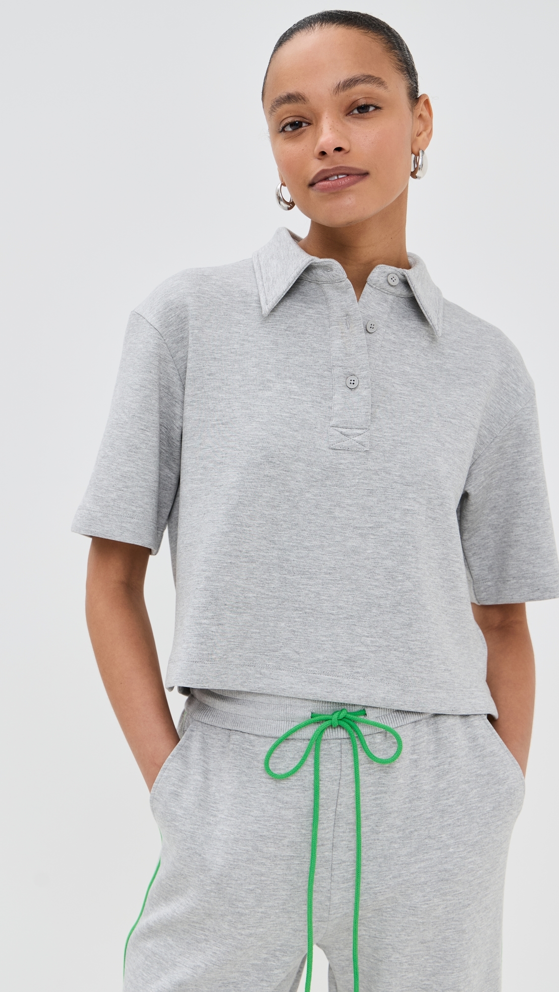 Josephine Polo Top Heather Grey