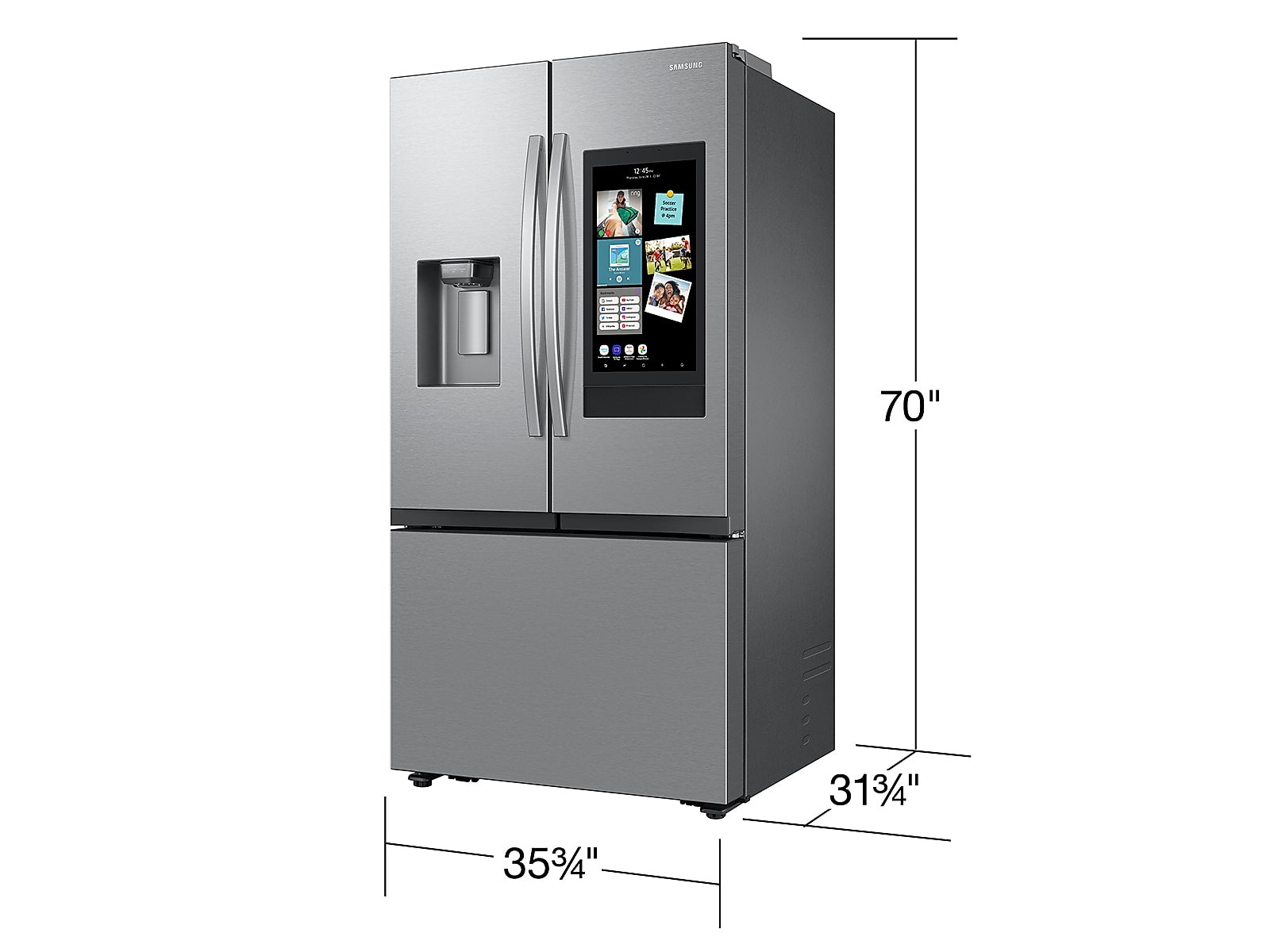 25 cu. ft. Mega Capacity Counter Depth 3-Door French Door Refrigerator with Family Hub™ in Stainless Steel(RF27CG5900SRAA)
