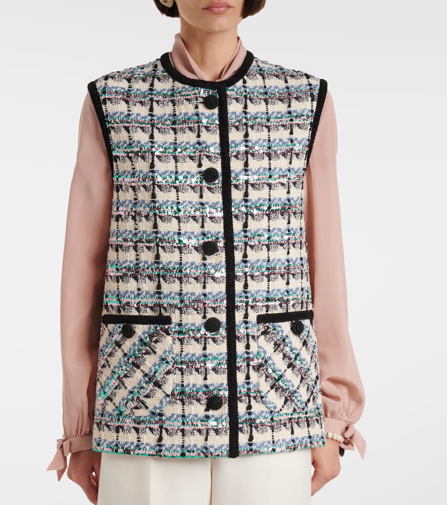 Mossi sequined cotton-blend tweed vest