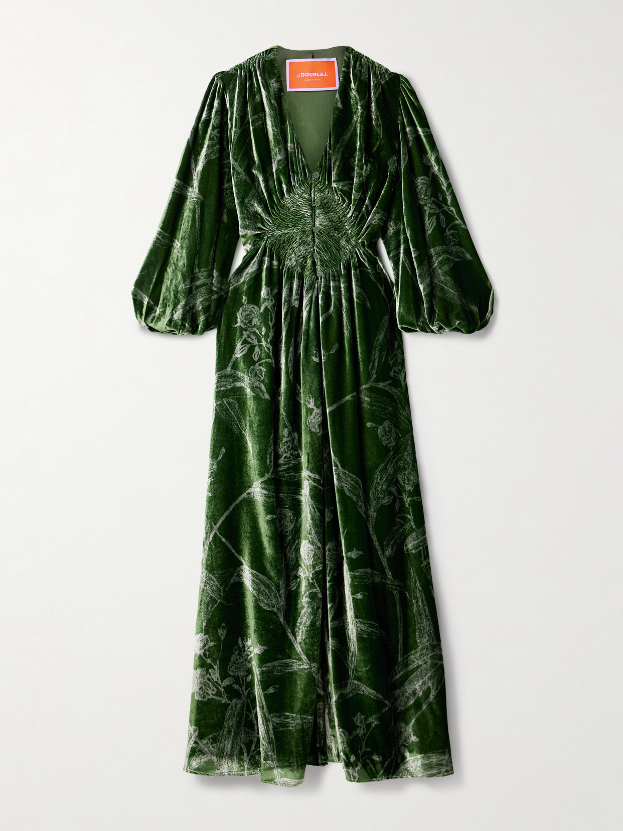 Camerino Printed Velvet Maxi Dress - Green