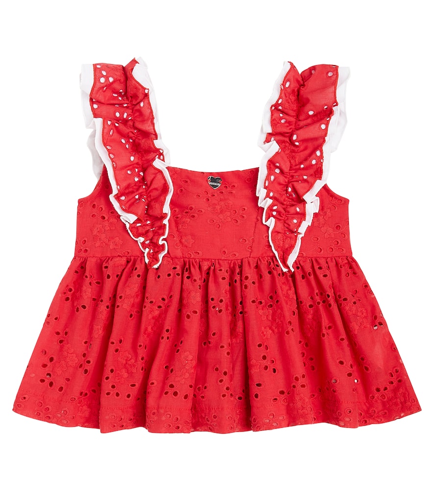 Embroidered cotton muslin top