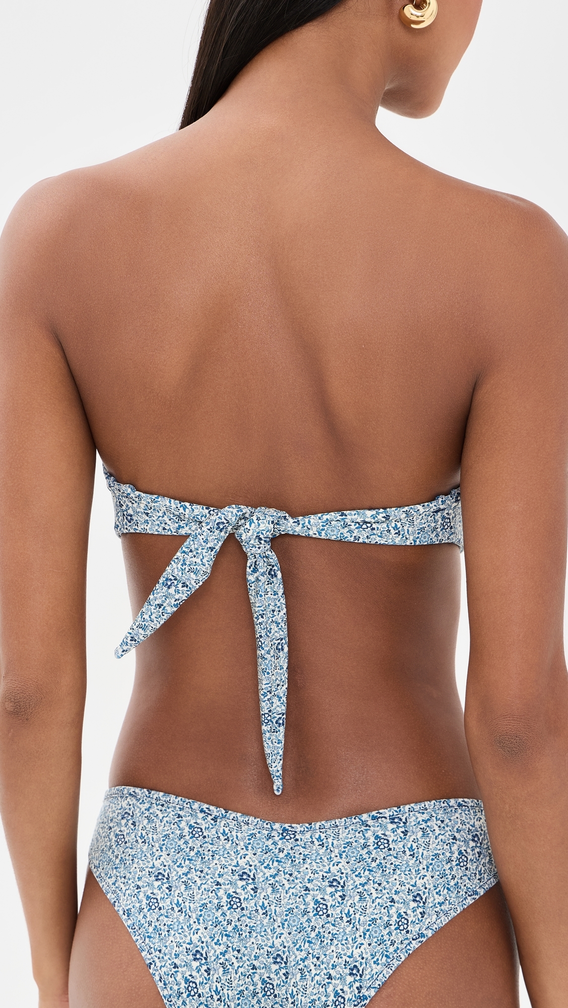 Tori Ties Bandeau Bikini Top Blue Petite Fleur