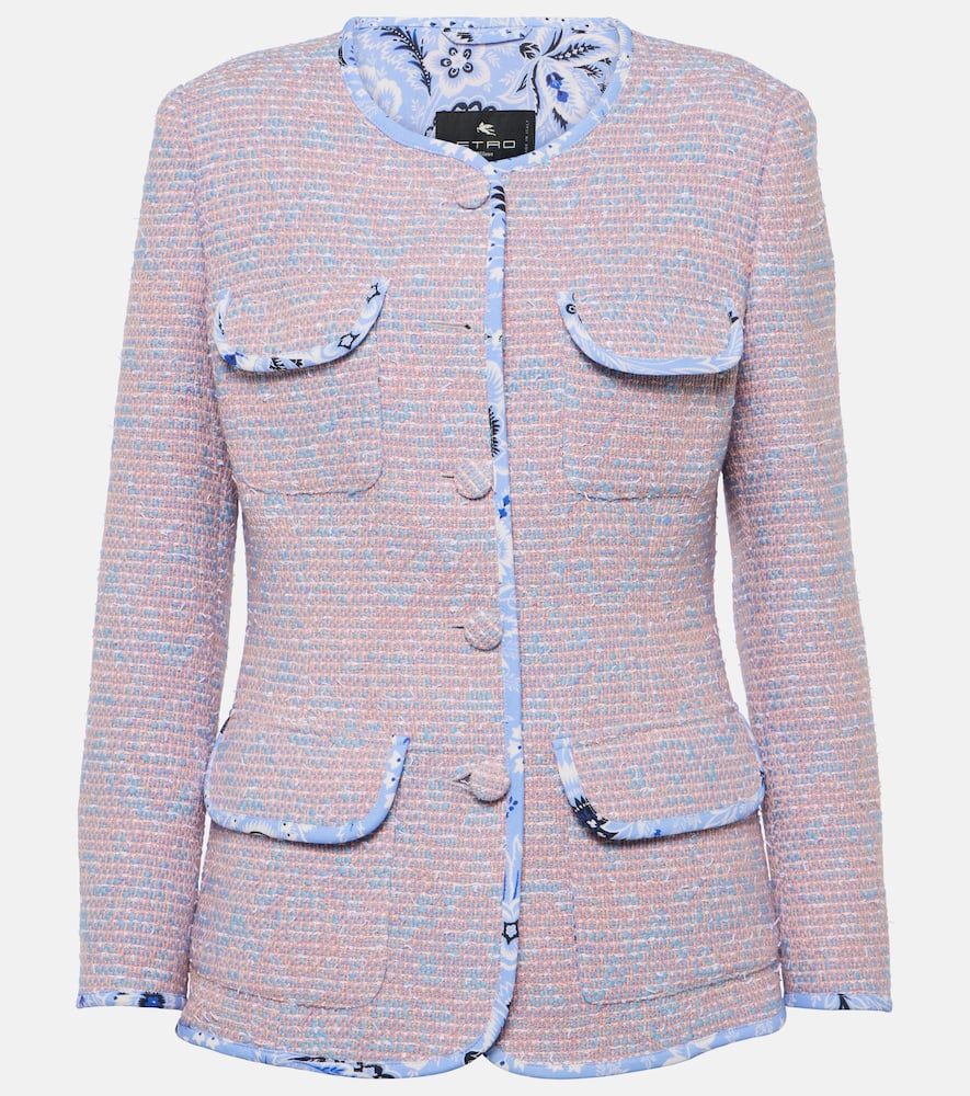 Checked wool-blend tweed jacket