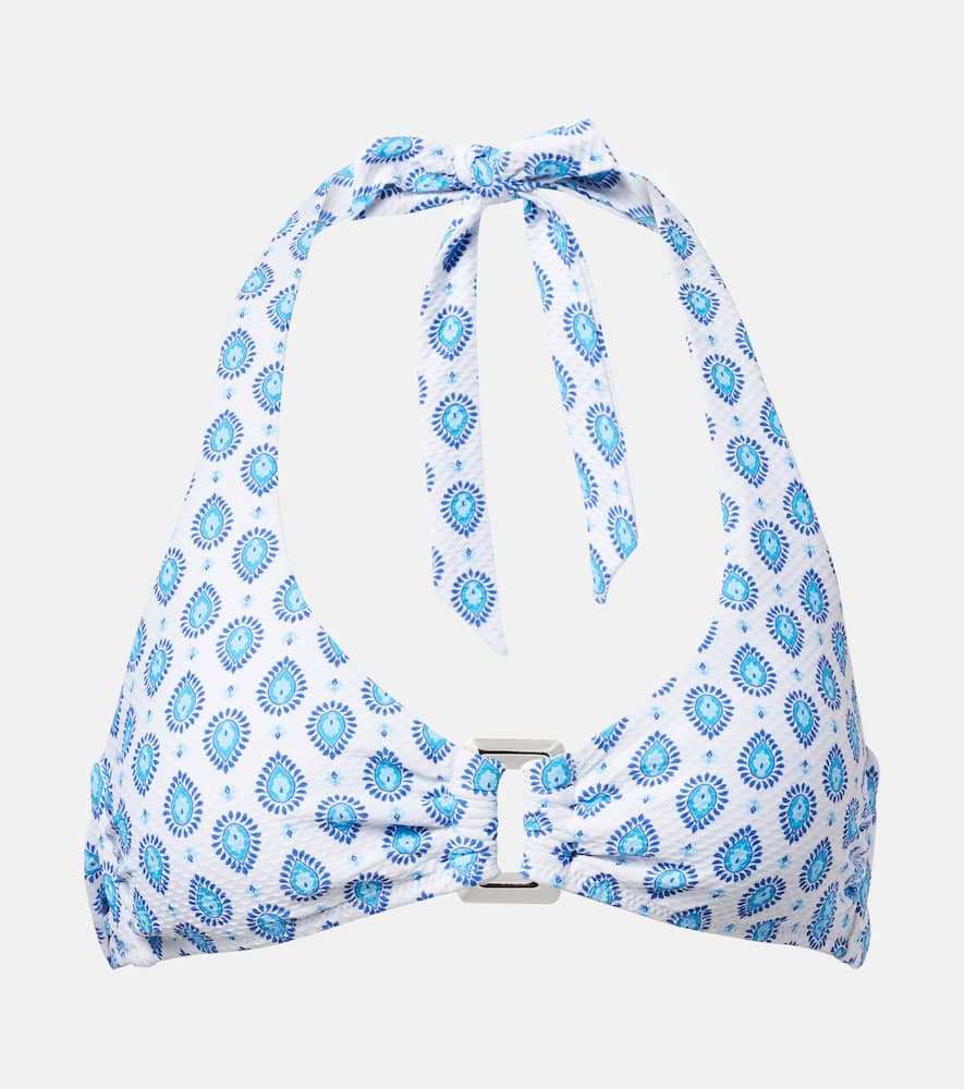 La Croissette printed bikini top