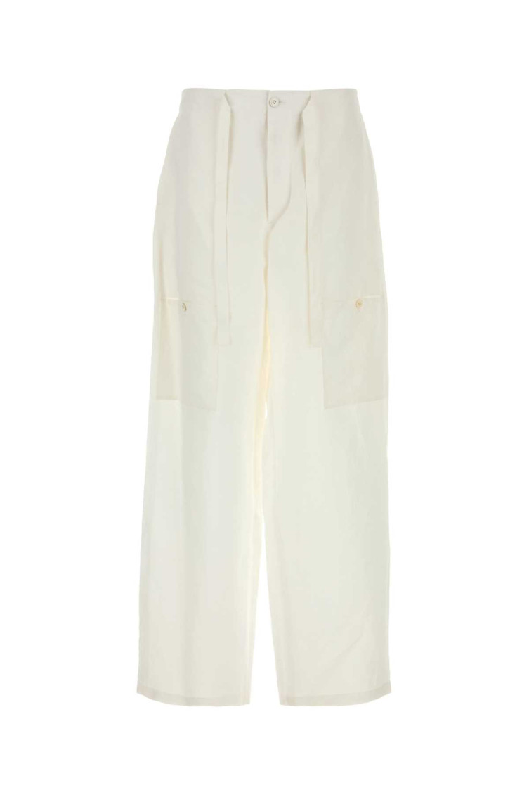 White Linen Cargo Pant