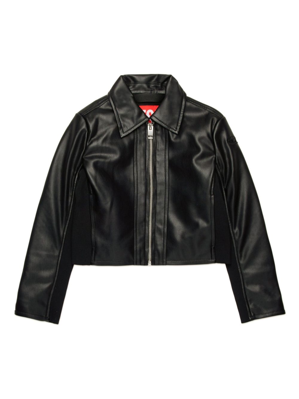 Logo-appliqué biker jacket - Black