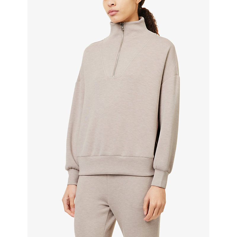 Womens Taupe Marl Hawley Relaxed-fit Stretch-woven Sweatshirt XS