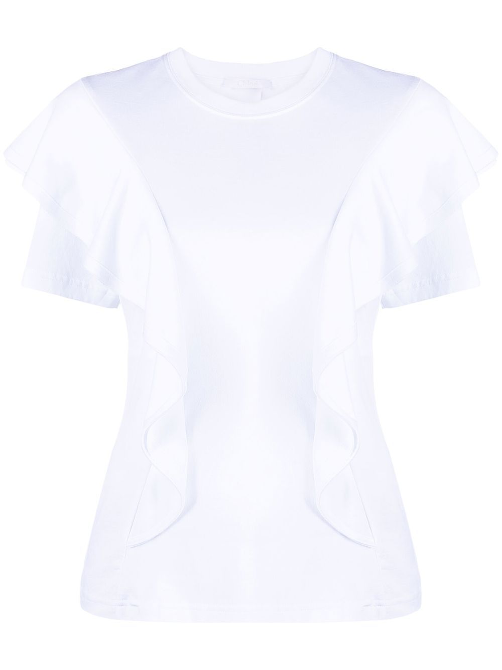 Ruffled cotton T-shirt - White