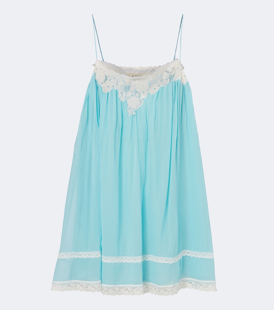 Dôen Clemente lace-trimmed silk minidress