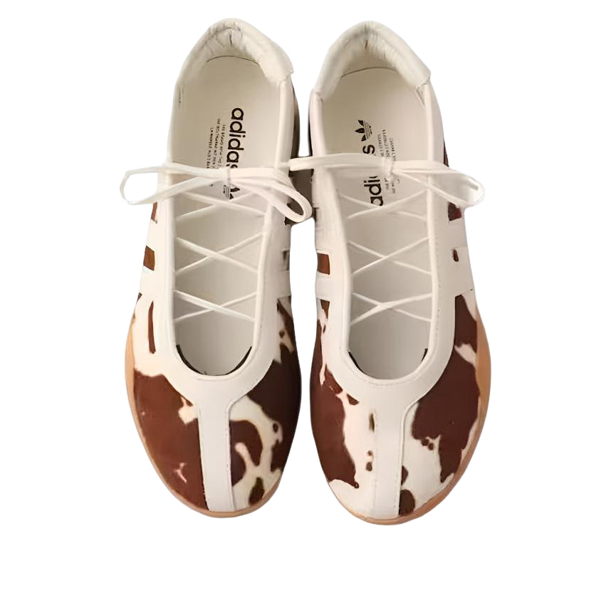 (WMNS) Tarkwondo Mei Cow Print Ballerina Shoes 'Aurora Coffee Cloud White Gum'