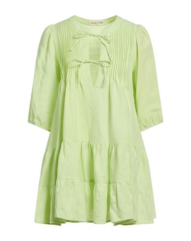 Woman Mini dress Lime green Size S Organic Linen