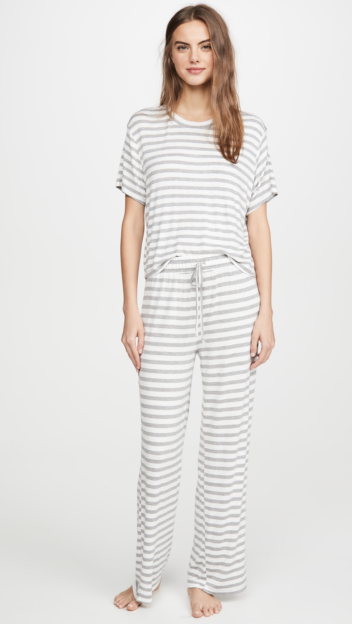 All American Pajama Set Ivory Stripe