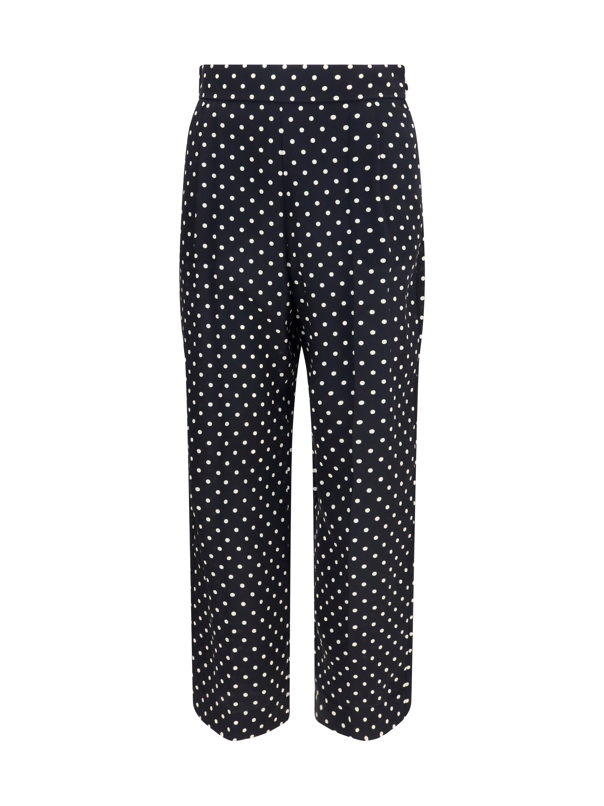 Polka-Dot Crêpe de Chine Silk Trousers — Black