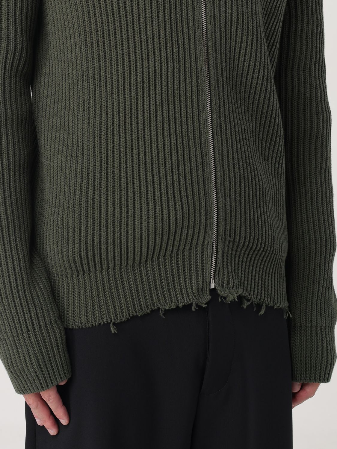 Ribbed zip-up cotton jacket - Green